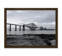 Photo Landmark River Forth Rail Bridges Road Scotland Artwork Framed Wall Art Print A4 Artery8 Brown One Size
