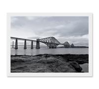 Photo Landmark River Forth Rail Bridges Road Scotland Artwork Framed Wall Art Print A4 Artery8 White One Size