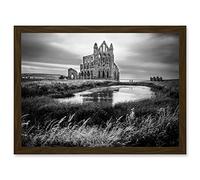 Photo Landscape Whitby Abbey Ruin England UK Black White Artwork Framed Wall Art Print A4