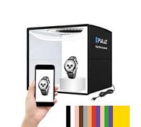 Photo Light Box 25cm / 9.8inch, Puluz Photo Shooting Tent Box Kit Folding Portable Photography Studio Light Box with 12 Colors Backdrop Dimmable LED Ring Light for Mini Small Product Photography