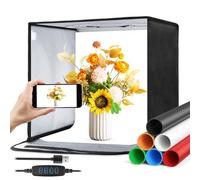 Photo Light Box 30cm, Photography Lighting Tent Studio Kit with 3-Color Temperature Dimmable LED Light, 6 Colors Backdrops for Jewelry/Artwork/Small Objects Tabletop Studio