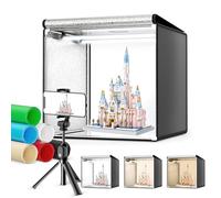 Photo Light Box 60 x 60, Portable Photo Light Box with 2 Removable Dimmable LED Strips, 6 Colours Backdrops for All Types of Product Photography