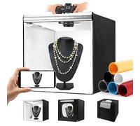 Photo Light Box, Portable 19" x 19" Photo Studio Light Box, Shooting Tent Kit with 243 Light Beads and 6 Color Backdrops. Lightbox with 3 Stepless Dimming Light Boards for Product Photography