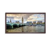 Photo London Victoria Bridge Big Ben Long Framed Art Print Wall Poster 25x12 inch