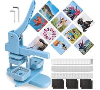 Photo Magnet Button Maker Machine, 50mm Square Shaped DIY Fridge Magnet Badge Button, Includes 100 Refills, Made of Durable Plastic