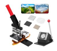 Photo Magnet Machine 5 Sizes for Making Iron Fridge Magnets, Manual Press with Paper Cutter + 100 Pcs Consumables, Metal Badge Press Kit, DIY Crafts & Character Badges &Holiday Decoration ,65*90MM