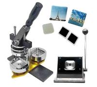 Photo Magnet Machine, 50 * 50mm DIY Square Fridge Magnet Making Machine Kit Including Machine & 100Pcs Rounded Edges Materials, Use in Refrigerators and Anywhere There is Iron