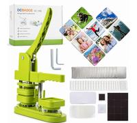 Photo Magnet Making Machine, Button Press Machine for 2 Inches / 50mm Square Fridge Magnetic Stickers, 100 Sets of Button Maker Supplies, Badge Maker Kit for Home School DIY Crafts, Business (Green)