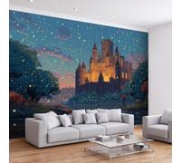 Photo Mural 150 x 105 cm Gothic Architecture Non-Woven Decoration Print Fleece Wall Mural Decoration Poster Fantasy Castle Night Scene Photo Wallpaper for Child TV Background Wallpaper Decor