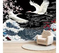Photo Mural 200 x 140 cm Non-Woven Decoration Print Fleece Wall Mural Decoration Poster Oriental Japanese Classical Birds Photo Wallpaper for Child TV Background Wallpaper Decor