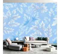 Photo Mural Hand Drawn Botanical Elegant Style Photo Wallpaper 150x105 cm Blue Leaf Veins Pattern Non-Woven Mural Wall Wallpaper for Bedroom Master Bedroom Beauty Salon Entryway