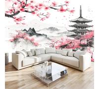 Photo Mural Wallpaper 350 x 256 cm (WxH) Decoration for Living Room Bed Room and Office, Japanese Cherry Blossom Loft Hd Print Wallpaper Mural Multicolor Poster Picture