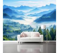 Photo Mural Wallpaper Nature Theme, Clouds Forests Mountains Pattern Non-Woven Poster Murals - 157.5" x 110.2" Large 3D Effect Wallpaper for Living Room Bedroom Dining Room Kids Room