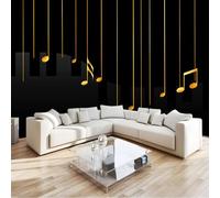 Photo Mural Wallpaper Piano Keys Music Notes, Panoramic Murals Art Tapestry - Minimalism Large Non-Woven Wall Mural for Indoor Home Eco-Friendly Decoration W400 x H280 cm