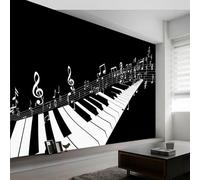Photo Mural Wallpaper Simplicity Theme, Music Piano Keys Pattern Non-Woven Poster Murals - 350 x 256 cm Large 3D Effect Wallpaper for Living Room Bedroom Dining Room Kids Room