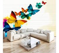Photo Mural Wallpaper Watercolor Butterfly Music Notes, Panoramic Murals Art Tapestry - Minimalism Large Non-Woven Wall Mural for Indoor Home Eco-Friendly Decoration W400 x H280 cm