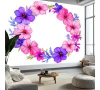 Photo Mural Wallpaper Watercolor Plants Flowers, Panoramic Murals Art Tapestry - Vector Illustration Large Non-Woven Wall Mural for Indoor Home Eco-Friendly Decoration W200 x H140 cm