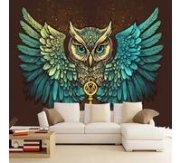 Photo Murals Wallpaper Golden Key Owl 200x150cm，Retro Brown Wall Mural Silk Wall Decor Art for Restaurant Beauty Salon Hotels Living Room