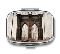 Photo of Brooklyn Bridge Pill Case with 2 Compartment, Pill Organizer Portable Square Pill Box,Vitamin Pill Organizer for Pocket Purse and Travel