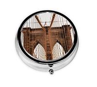 Photo of Brooklyn Bridge Print Pill Box for Pocket Round Pill Box 3 Compartment Decorative Portable Travel Pill Holder Tablet Vitamin Organizer Mini Pill Case(2pcs)