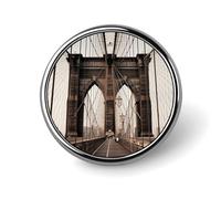 Photo of Brooklyn Bridge Round Badge Cute Enamel Lapel Pin Brooches Button Pin Personalized Clothing Decoration Unisex Badge Holder Hats Bags Shirts Decor