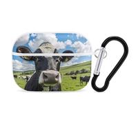 Photo of Cow Cute Earbuds Case Compatible with Airpods Pro Wireless Headphones Cover with Carabiner