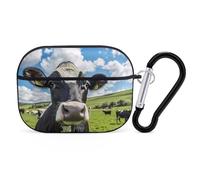 Photo of Cow Cute Earbuds Case Compatible with Airpods Pro Wireless Headphones Cover with Carabiner