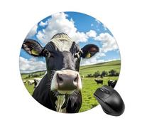 Photo of Cow Trendy Round Mouse Pad Non Slip Waterproof Mousepad Desk Mat for Office Gaming
