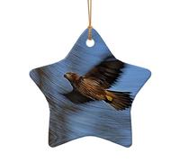 Photo of The Red Kite Bird Christmas Charms - Double-Sided Ceramic Christmas Charm for Crafts - Christmas Charm Decorative Ornament with Gold Cord