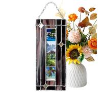 Photo Ornament Frame,Handmade Stained Acrylic Glass Pendants | Photo Booth Frame Ornament - for New Year Car Christmas Growth Bag Home Holiday Party Vacation Thanksgiving Birthday