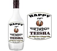 Photo Personalised Birthday Anniversary Bottle Label Sticker for Malibu Coconut Rum 70cl