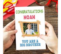 Photo Personalised Congratulations on Becoming A Big Brother Card, New Sibling Baby Card (#078)