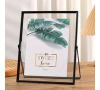 Photo Picture Frame, Double Sided Transparent Floating Photo Frame Black And Gold Multiple Sizes(A Black,7 Inches [17.7 * 22.7cm])
