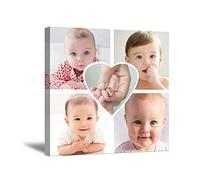 Photo Print Multi Collage Picture Canvas Frame Personalised Family Pictures for Wall Custom Canvas Picture For Living Room Bedroom Digital Printed Gifts (16x16in(40x40cm))