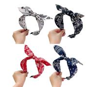Photo Ready Hair Accessory Set for Women Printed Knot Headbands 4 Piece Fabric Hair Hoop Group for Casual Wear