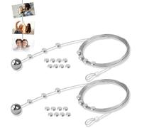 Photo Rope Photo Wire Rope Pack of 2 Photos Hanging Photo Rope with 30 Magnets Clips 250 cm x 1.5 mm Photo Chain Photo Line with Clips to Hang Pictures Cord of Photos Postcards