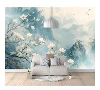 Photo Self-Adhesive Wallpaper Stickers 3D Orchid Flowers, Birds, Mountain Fog Landscape 100x70cm Wall Picture Decoration Mural Art Giant Posters for Bedrooms Living Room Office Dining