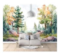 Photo Self-Adhesive Wallpaper Stickers 3D Watercolor Forest Trees, Animals, Bears, Landscapes 100x70cm Wall Picture Decoration Mural Art Giant Posters for Bedrooms Living Room Office Dining