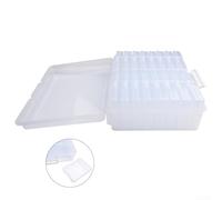 Photo Storage Box, 16-Pack Clear PP Photo Organizer with Divided Pouches for 4" x 6" Pictures, Snap Closure & Handle Design, for Home Archiving and Craft Supplies