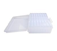 Photo Storage Box for 4x6 Pictures, 16-Compartment Organizer Case with Handle, Clear PP Acid-Free Container for Photos, Cards, Stickers and Office Supplies
