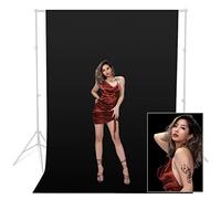 Photo Studio 100% Pure Muslin Collapsible Backdrop, 1.8x2.7m Black Fabric Screen Cloth Backdrop, for Photo Wall, Photography Background, Video and Television Production YouTube Portrait Shooting