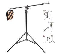 Photo Studio 2-in-1 Light Stand with Boom Arm Kit, Adjustable 3.9m Overhead Tripod Stand with 1.9m Boom Arm and Sandbag for Supporting Softbox Flash Lighting for Photo Photography Video