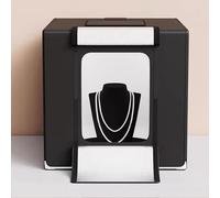 Photo Studio Light Box, 80x80cm Portable Folding Photography Lightbox, with LED Lights Dimmable, Black/White Backdrops, for Miniature Small Product, Jewelry Electronics