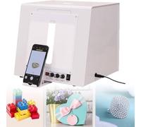 Photo Studio Light Box Kit with 4 Led Light, Professional Adjustable Brightness for Jewelry Photography, Includes Black and White Background, with 360° Automatic Turntable and Hanging Stand(TB20)