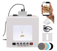 Photo Studio Light Box with 360° Turntable and Adjustable Color Temperature for Jewelry Photography with 5 PVC Backdrops
