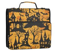 Photo Tales from The Crypt Hallowen 1.5 Inch 3 Rings Zipper Binder with Handle Laege Capacity Portable Home Travel Safe Storage Bag for School/Office