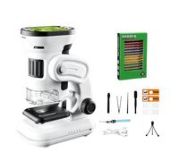 Photo Video Digital Microscope with Screen, 1000X Rechargeable LED Viewer for Slide Study, Detail Review, Inspection Portable Microscope Display Magnifier Sample Observer Learning Tool Hobby Handheld