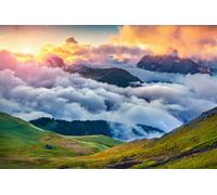 Photo Wall Mural-MOUNTAIN VIEW-(4265)-NON WOVEN-Wallpaper-Animal Horse Field XXL