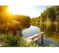 Photo Wall Mural-SUNRISE LAKE-(584)-NON WOVEN-Nature-Forest Wallpaper Panorama