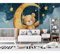 Photo Wallpape Non-Woven Moon Bear 3D Wall Mural Decoration Poste Children Dreams Wall Mural Decoration Poste Premium Wallpaper Wall Art for Living Room Bedroom W400xH280 25f264